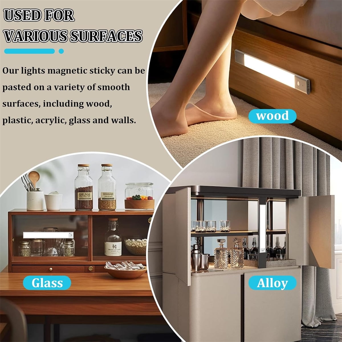 Under Cabinet Lights Magnetic Stickys,Tutuviw 12 Pcs Replacement Magnetic Strips with Adhesive Backing for Cabinet Lighting,Iron Sheet Sticky Adhesive Metal Plates for Magnetic Mounts - Image 8