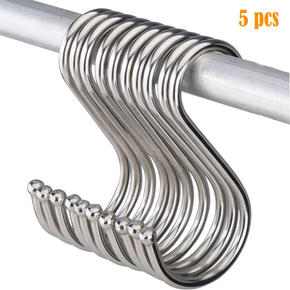 Stainless Steel S Hooks,Heavy Duty Hanging Hooks for Kitchen, Closet & Garage - Multi-Purpose Utility Hooks for Pots, Pans, Clothes, Towels & Organizers,Rust-Resistant,Space Saving Hangers Silver - Image 1