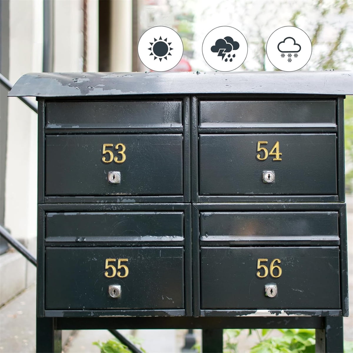 2 Inch 3D Mailbox Numbers for Outside,Tutuviw 0-9 Gold House Numbers for Mailbox,Self-Adhesive Mailbox Numbers,Door Address Numbers Stickers for Outside Apartment House Room Office Trash Bins (Gold) - Image 4