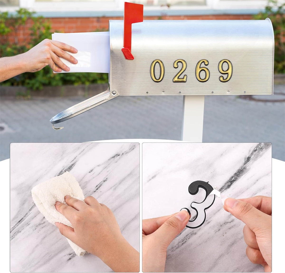 2 Inch 3D Mailbox Numbers for Outside,Tutuviw 0-9 Gold House Numbers for Mailbox,Self-Adhesive Mailbox Numbers,Door Address Numbers Stickers for Outside Apartment House Room Office Trash Bins (Gold) - Image 5