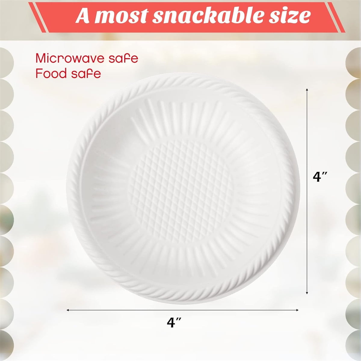 Dessert Paper Plates,Tutuviw 50 Count 4 Inch Mini Disposable Starch Plates,Heavy Duty Uncoated Plates,Round Cake Appetizer Dinner Paper Plates for Holiday Wedding Graduation Christmas Party, White - Image 2