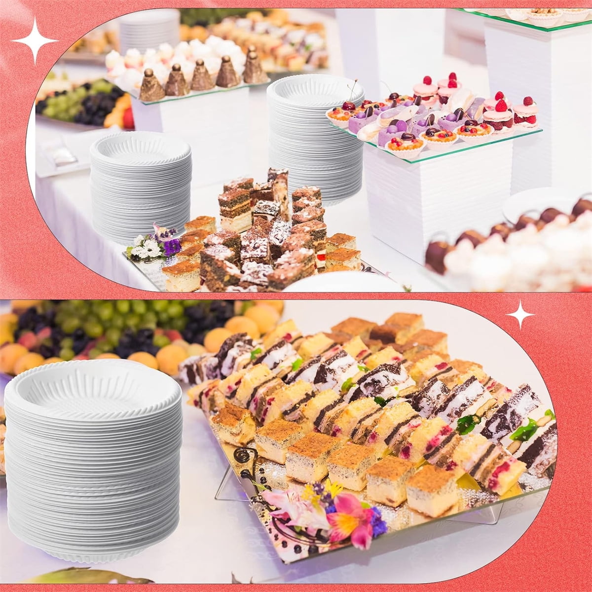 Dessert Paper Plates,Tutuviw 50 Count 4 Inch Mini Disposable Starch Plates,Heavy Duty Uncoated Plates,Round Cake Appetizer Dinner Paper Plates for Holiday Wedding Graduation Christmas Party, White - Image 5