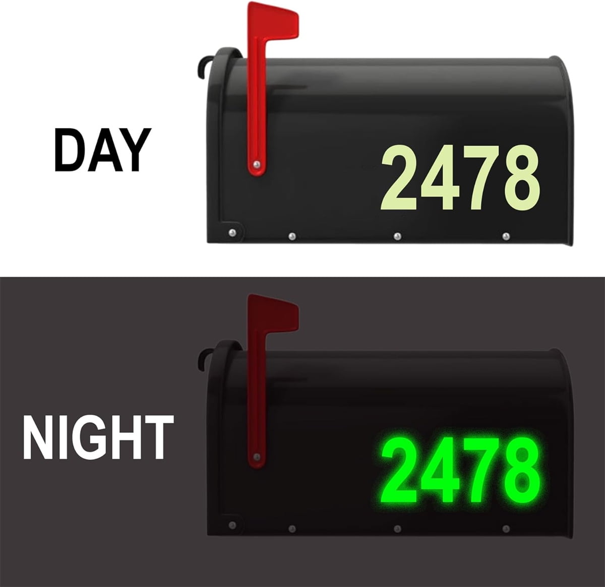 Tutuviw 30 Pcs Glow-in-Dark Mailbox Number Stickers,Reflective Number Mailbox Decals,Waterproof Vinyl Stickers for Signs,Door,Cars,Trucks Home,Business,Address (0-9 Numbers) - Image 3