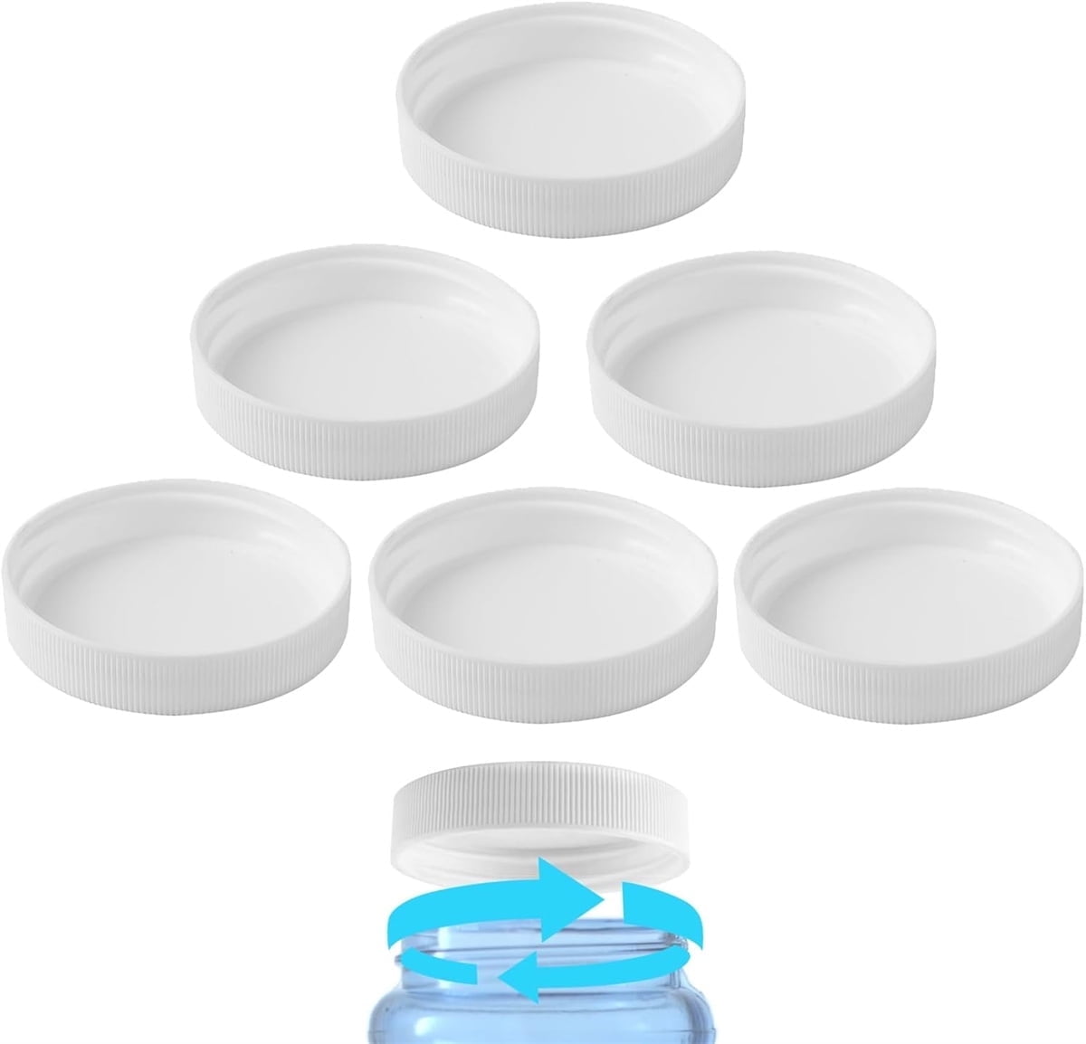 Tutuviw 6 Pcs 3 and 5 Gallon Jug Cap,Reusable 53mm Replacement Cap,Non Spill Water Bottle Dispenser Caps,Screw Seal Caps Lids,Threaded Bottle Caps,Plastic Bottles Caps,Anti Splash (White) - Image 1