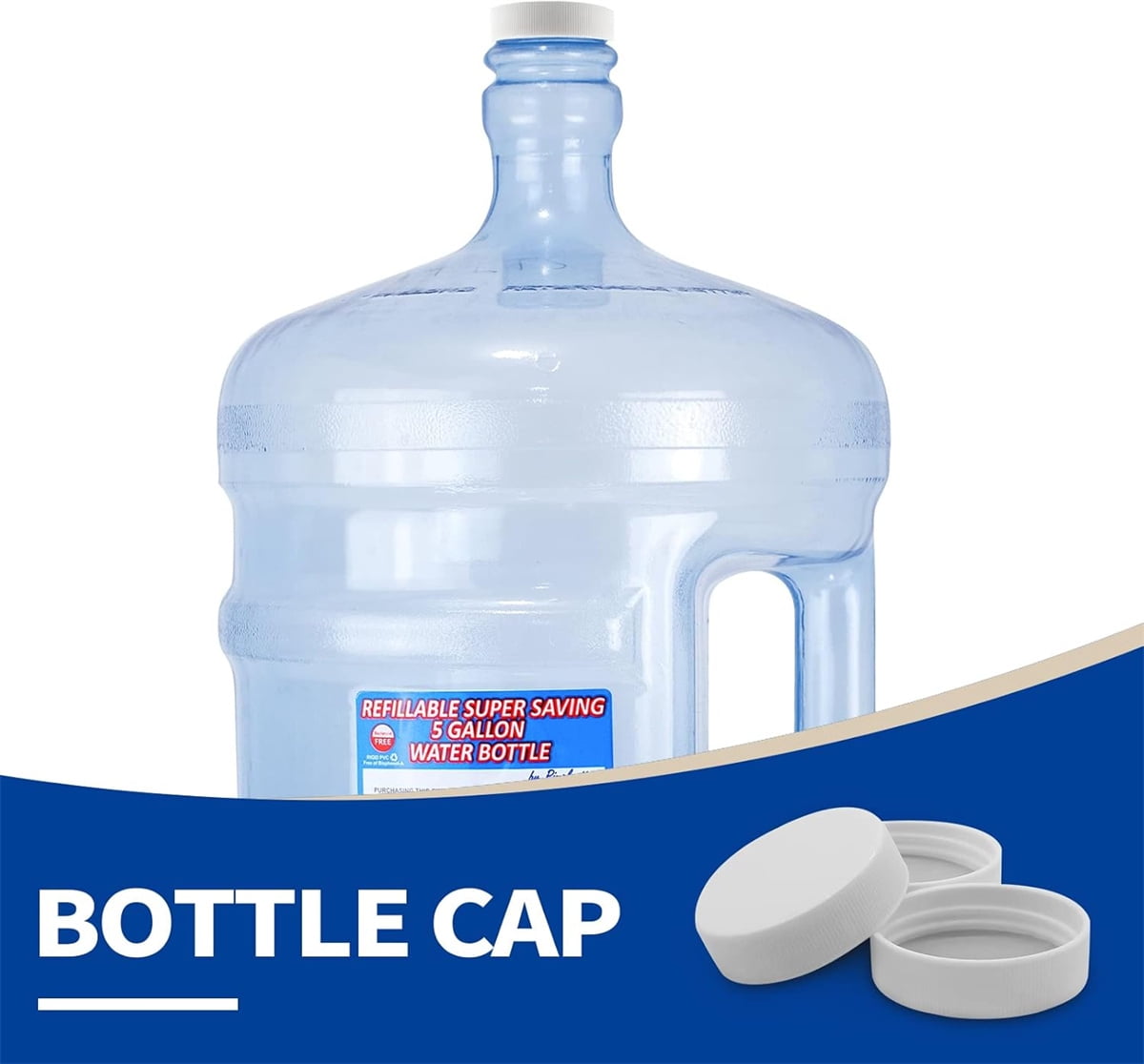 Tutuviw 6 Pcs 3 and 5 Gallon Jug Cap,Reusable 53mm Replacement Cap,Non Spill Water Bottle Dispenser Caps,Screw Seal Caps Lids,Threaded Bottle Caps,Plastic Bottles Caps,Anti Splash (White) - Image 4
