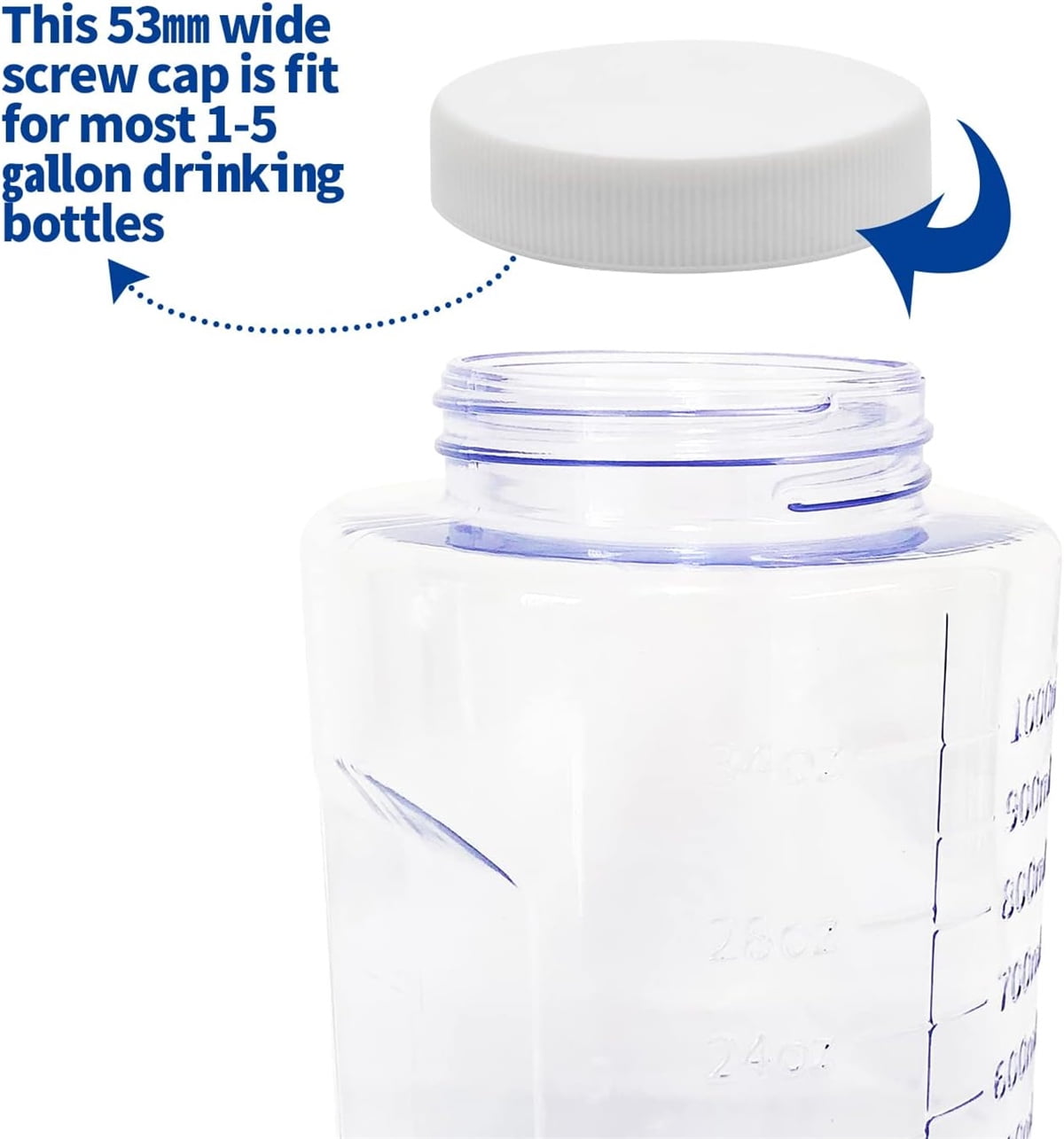 Tutuviw 6 Pcs 3 and 5 Gallon Jug Cap,Reusable 53mm Replacement Cap,Non Spill Water Bottle Dispenser Caps,Screw Seal Caps Lids,Threaded Bottle Caps,Plastic Bottles Caps,Anti Splash (White) - Image 6