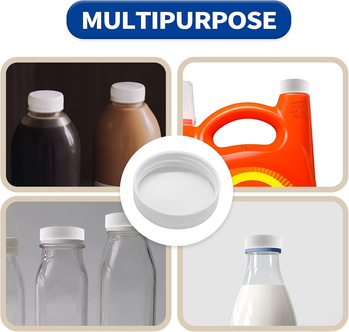 Tutuviw 6 Pcs 3 and 5 Gallon Jug Cap,Reusable 53mm Replacement Cap,Non Spill Water Bottle Dispenser Caps,Screw Seal Caps Lids,Threaded Bottle Caps,Plastic Bottles Caps,Anti Splash (White) - Image 7