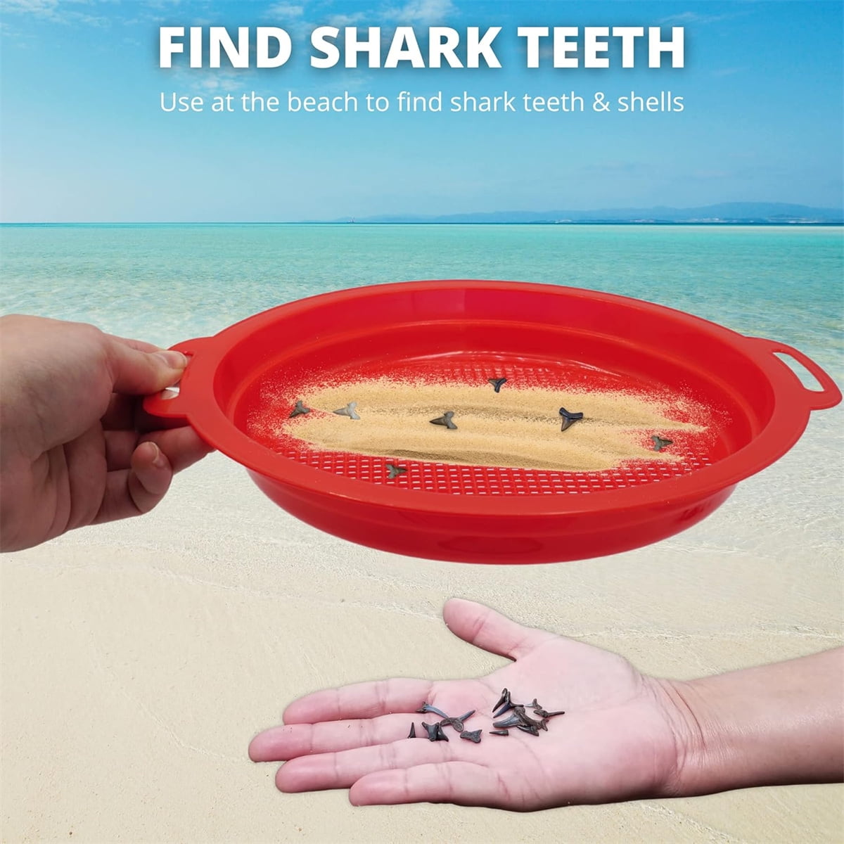 4 Pcs Sand Sifters,Tutuviw Plastic Sand Sifter,Large Sand Strainer,Sand Toys for Digging Picking Up Shells,Shark Teeth,Sand Mesh Strainer,Lightweight Plastic Sieve Hand Strainer for Sand,4 Colors - Image 4