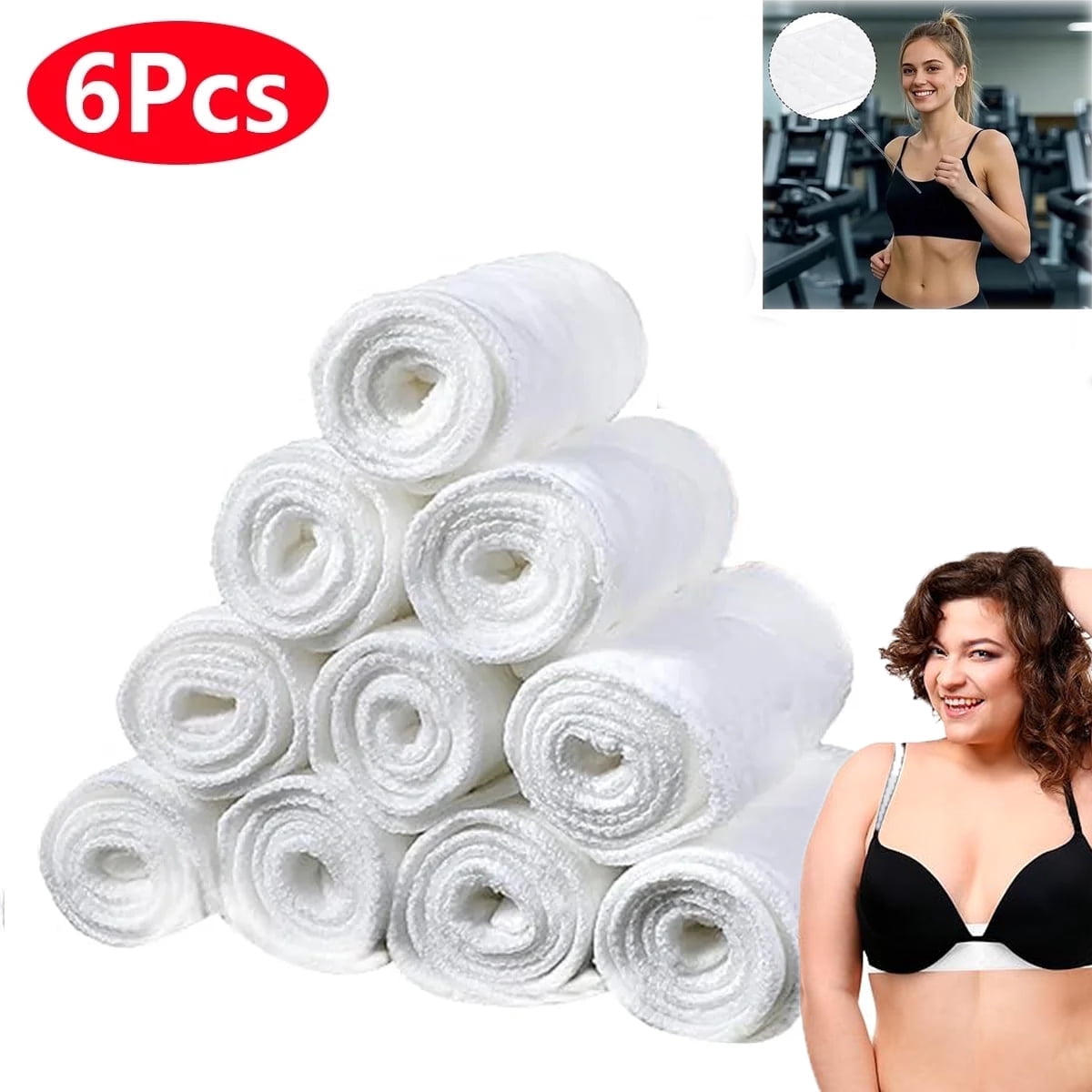 20 Pcs 3-Layer Bra Liners to Absorb Sweat,Cotton Bra Liners,Rectangle Under Bra Pads,Under Breasts Under Bra Sweat Liners,Washable Cotton Breast Pads for Women Sweating Supplies(17x3in) - Image 1