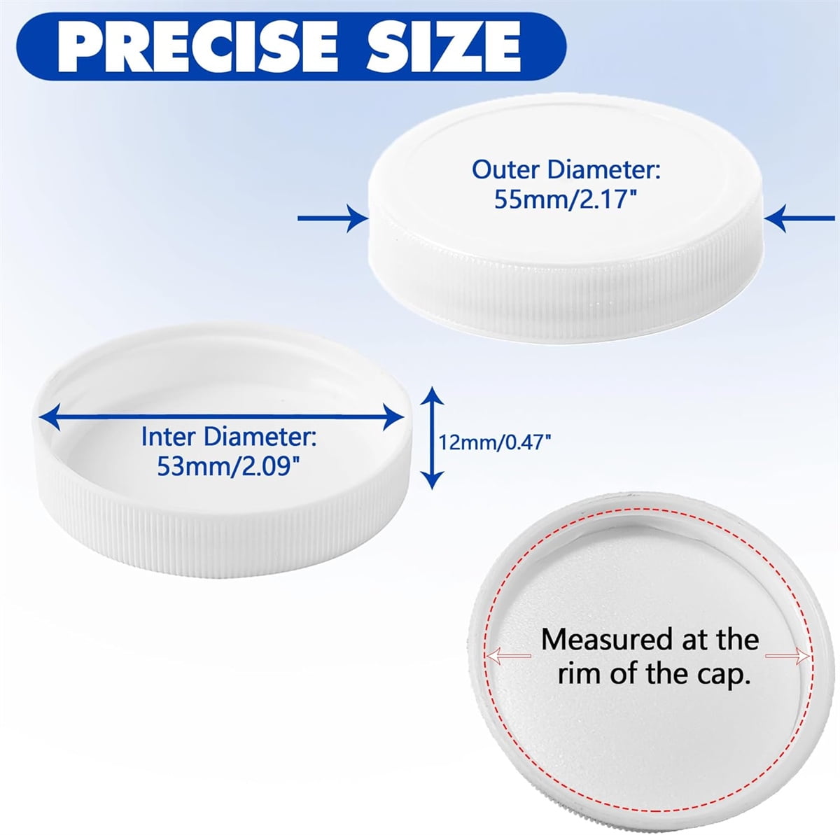 Tutuviw 6 Pack 53mm Reusable Water Jug Caps,Threaded/Screw-On Caps,Non-Spilling Lids for 3 and 5 Gallon Water Jug,Water Bottle Cover Screw Top,Plastic Water Bottles Replacement Lids,White - Image 2