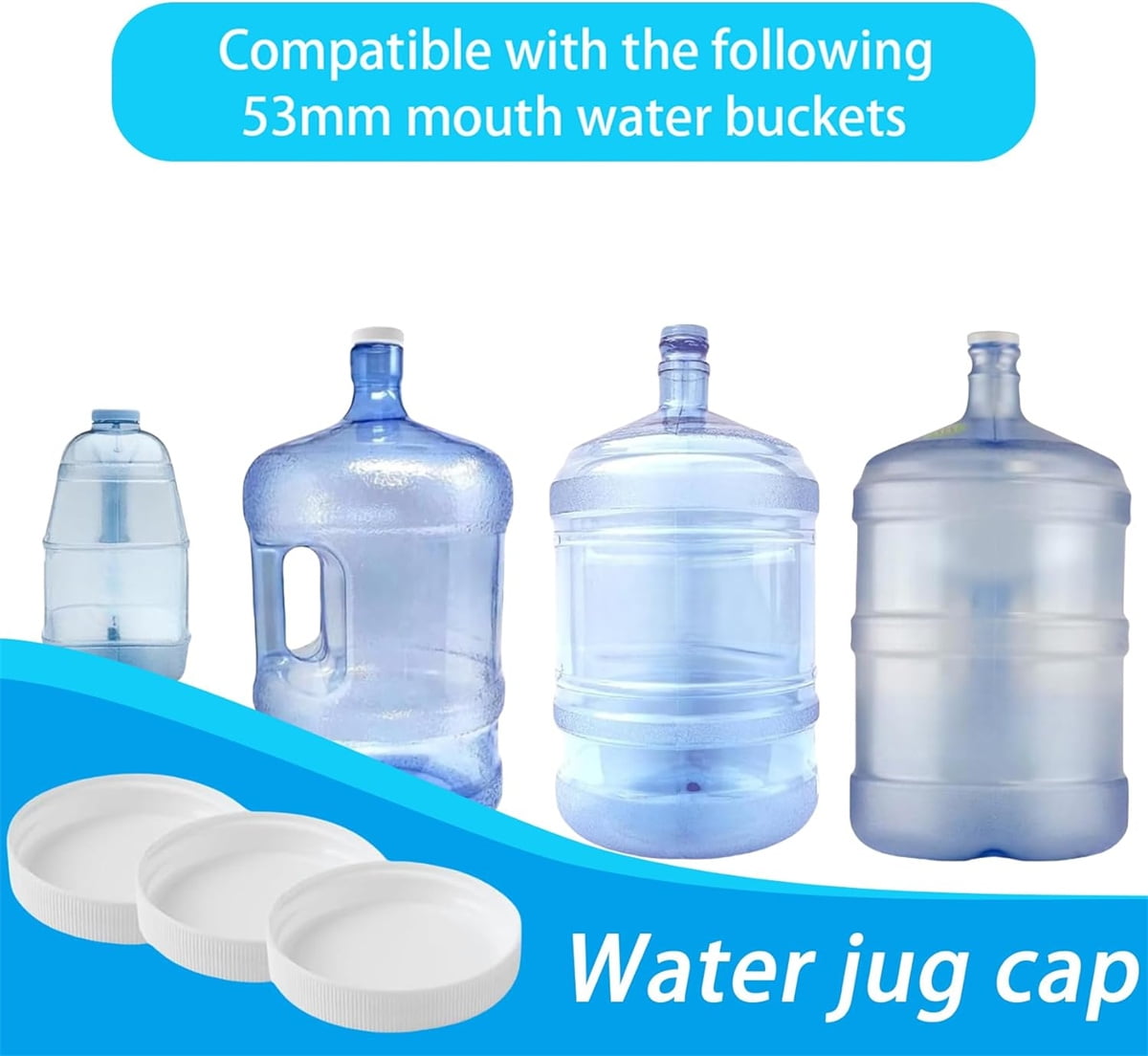 Tutuviw 6 Pack 53mm Reusable Water Jug Caps,Threaded/Screw-On Caps,Non-Spilling Lids for 3 and 5 Gallon Water Jug,Water Bottle Cover Screw Top,Plastic Water Bottles Replacement Lids,White - Image 5