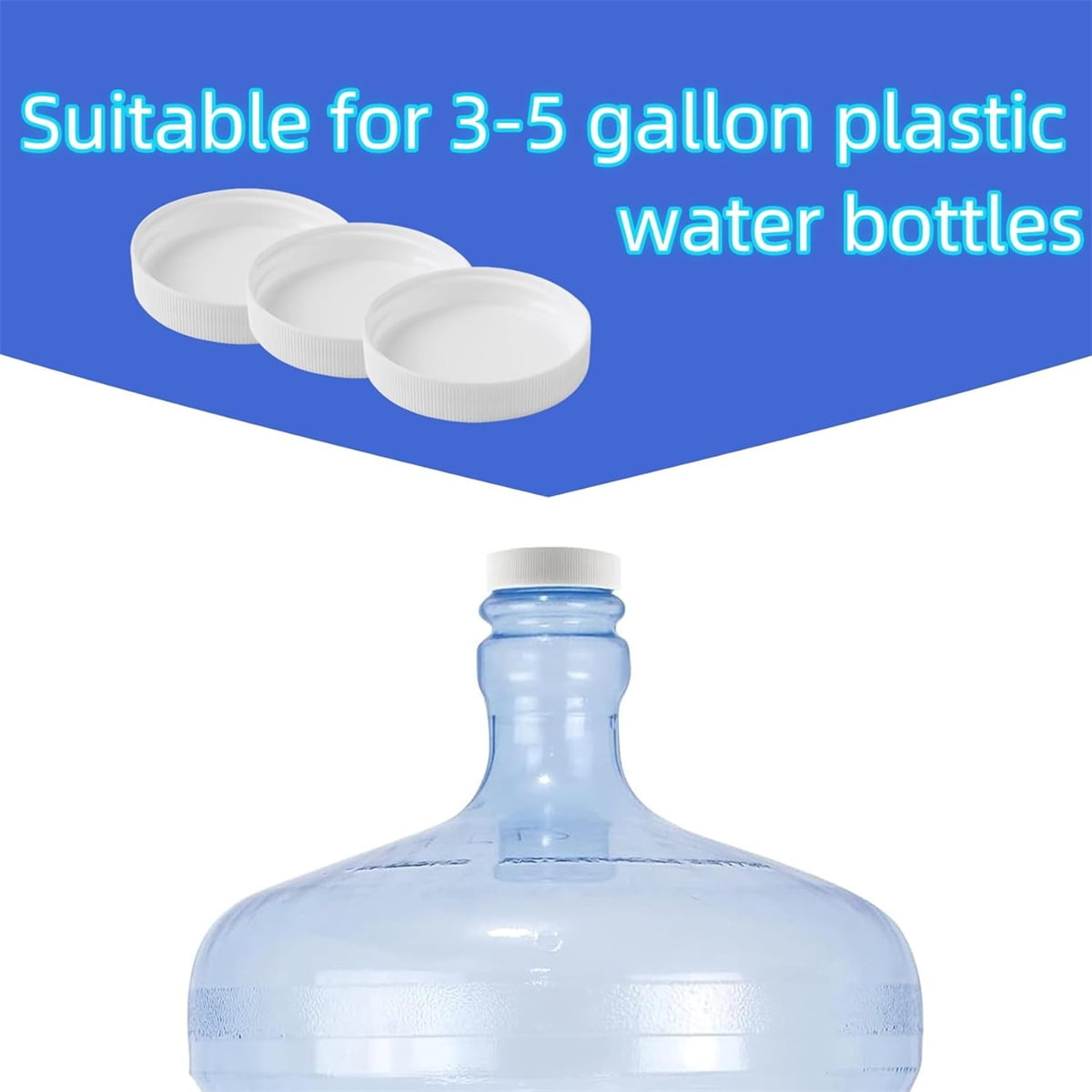 Tutuviw 6 Pack 53mm Reusable Water Jug Caps,Threaded/Screw-On Caps,Non-Spilling Lids for 3 and 5 Gallon Water Jug,Water Bottle Cover Screw Top,Plastic Water Bottles Replacement Lids,White - Image 7