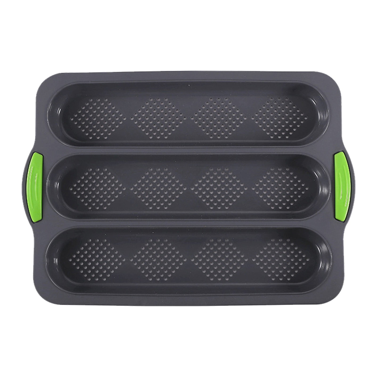 3-Slot French Bread Pan - Non Stick Silicone Baguette Mold for Hoagie, Sub Roll & Hot Dog Buns - Oven Safe Baking Tray with Vent Holes (Beige) Clearance C - Image 2