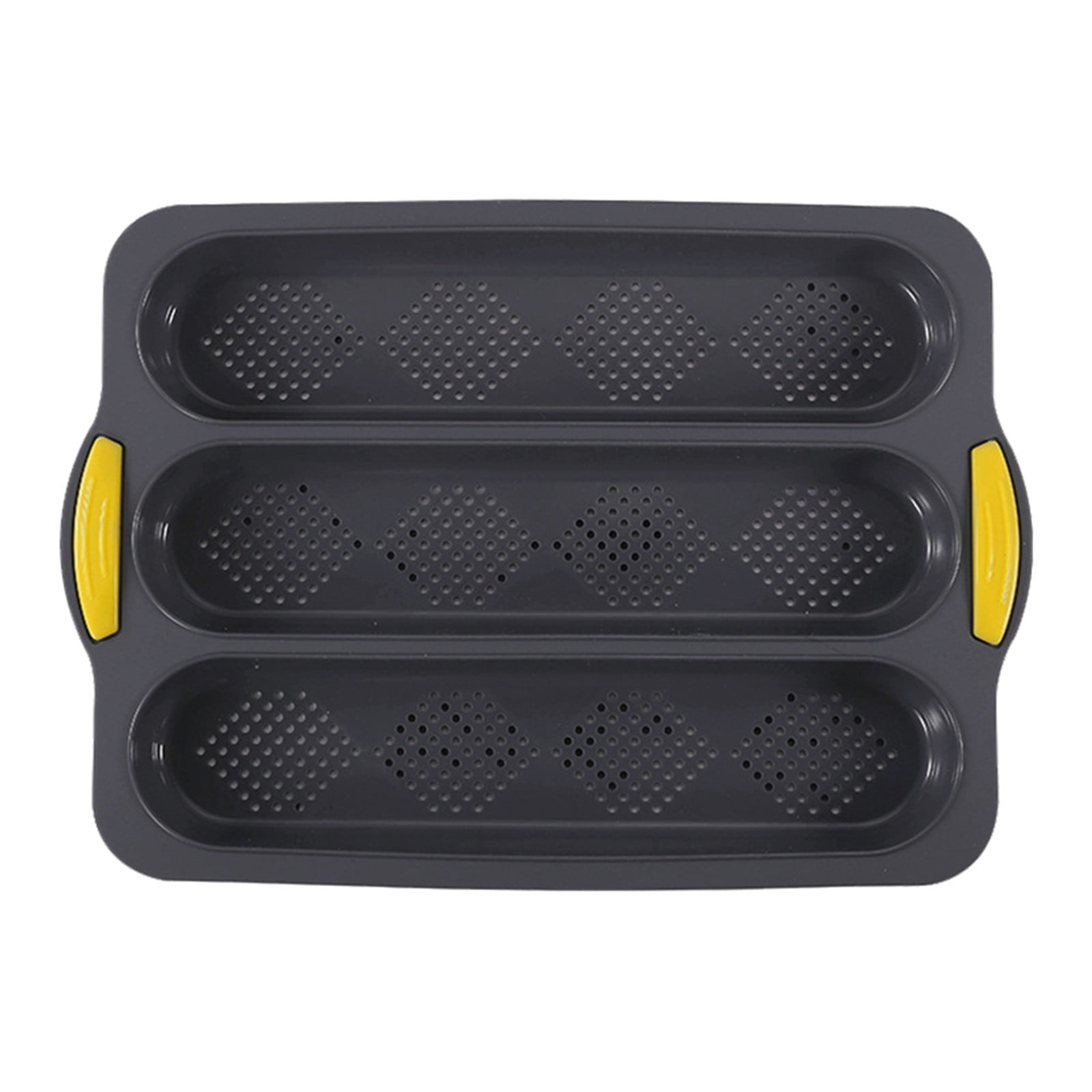 3-Slot French Bread Pan - Non Stick Silicone Baguette Mold for Hoagie, Sub Roll & Hot Dog Buns - Oven Safe Baking Tray with Vent Holes (Beige) Clearance D - Image 2