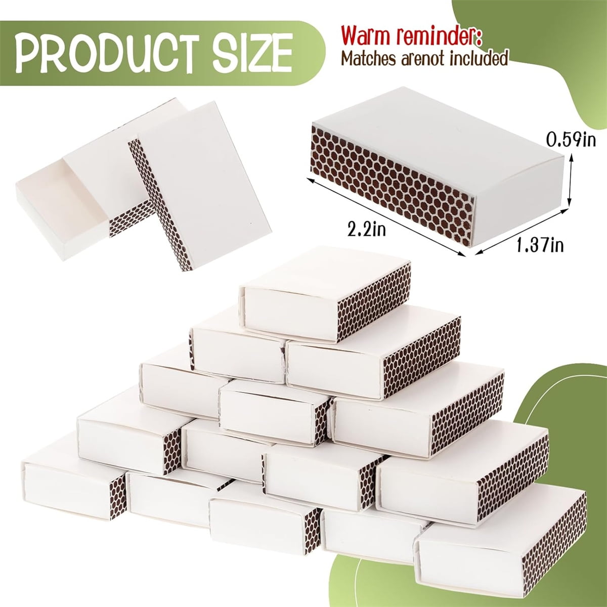 Blank Matches Containers,Tutuviw 50 Pcs Blank Match Storage Boxes Bulk,Fireplace Matches Holder Decorative with Double-Sided Striker for Guests Birthday Bridal Shower Party Favor(White,2.2x1.4x0.6in) - Image 2