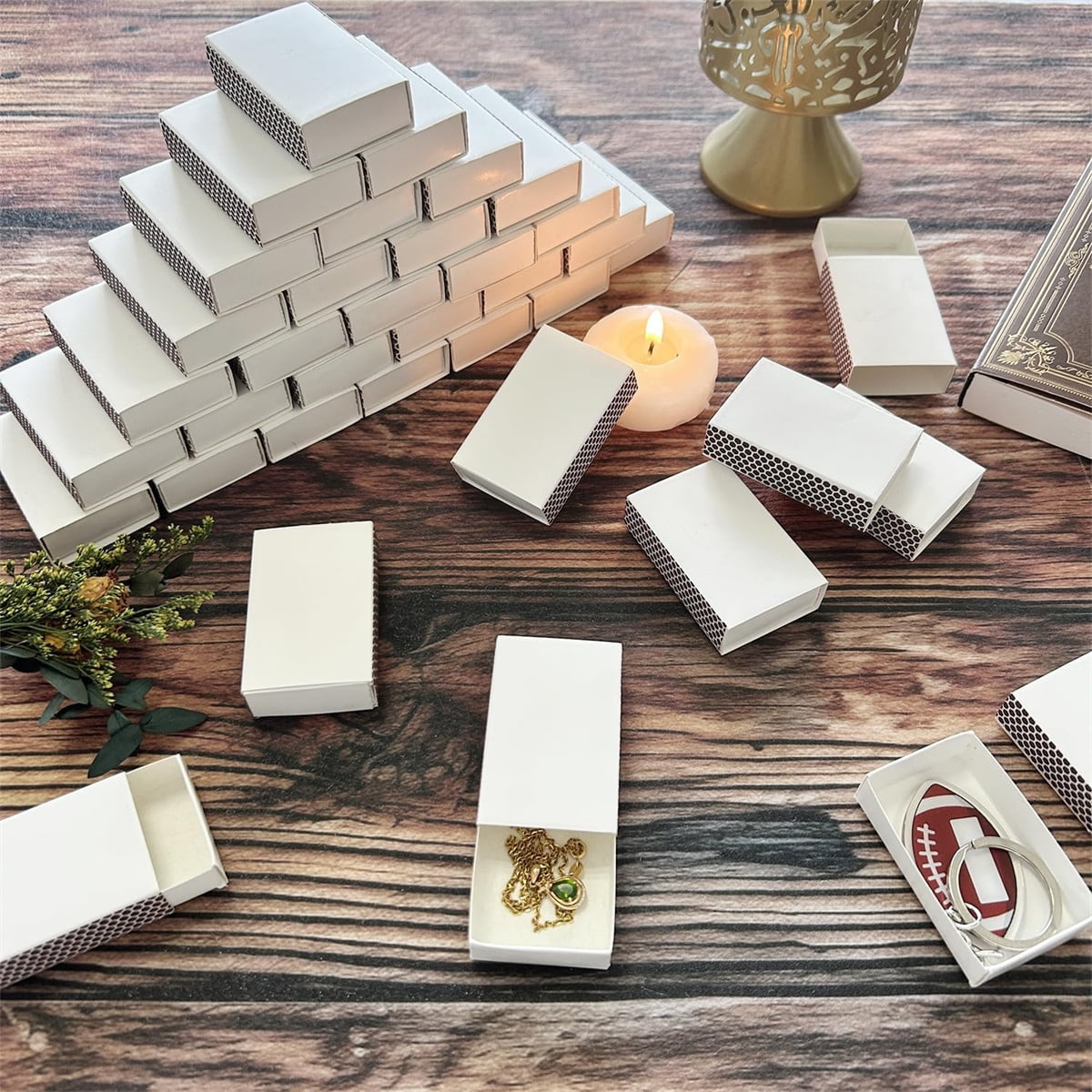 Blank Matches Containers,Tutuviw 50 Pcs Blank Match Storage Boxes Bulk,Fireplace Matches Holder Decorative with Double-Sided Striker for Guests Birthday Bridal Shower Party Favor(White,2.2x1.4x0.6in) - Image 6