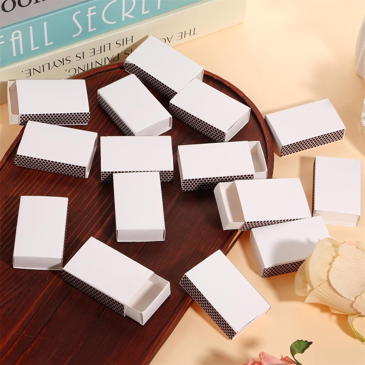 Blank Matches Containers,Tutuviw 50 Pcs Blank Match Storage Boxes Bulk,Fireplace Matches Holder Decorative with Double-Sided Striker for Guests Birthday Bridal Shower Party Favor(White,2.2x1.4x0.6in) - Image 7