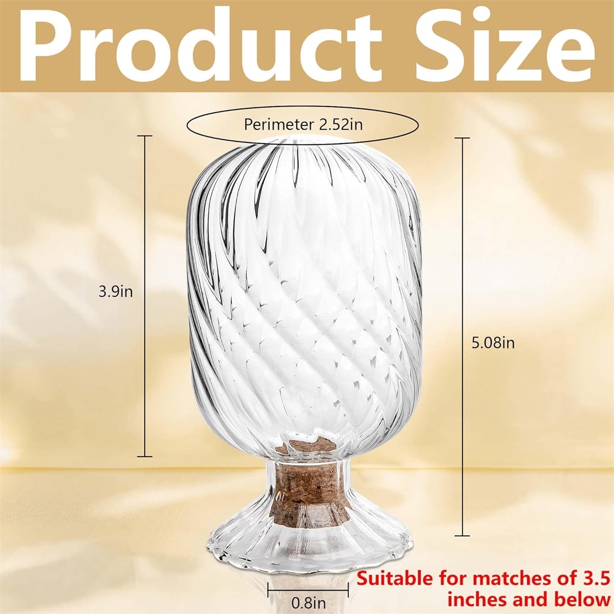 Empty Glass Helix Spiral Cloche Jar,Tutuviw Helix Shaped Glass Matches Cloche Decorative,Clear Decorative Match Holder Jar with Cork Stopper for Candle Display,Holds Cotton Swabs,Toothpicks - Image 2