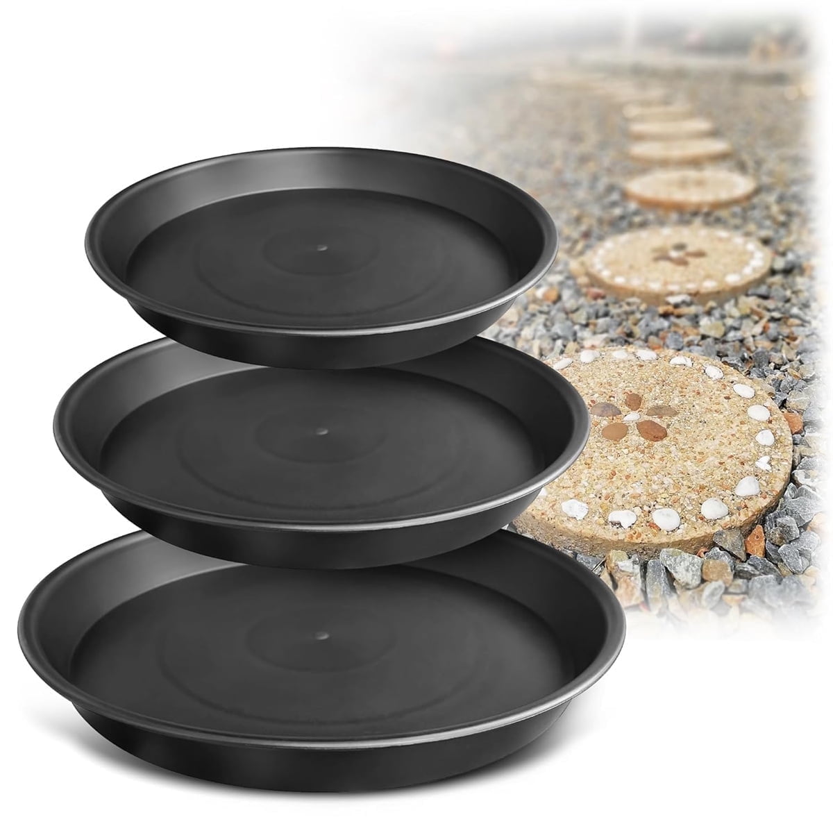 Tutuviw 3 Size Round Stepping Stone Mold,Cement Molds for Concrete,Plastic Concrete Molds for Casting Garden Pavement Precast and Forms Walkway (10