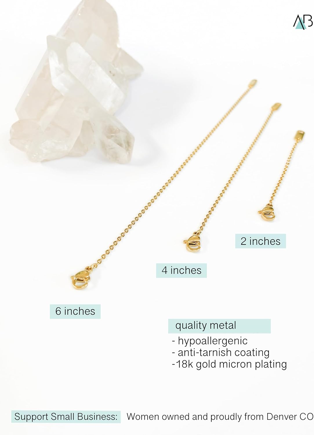 18k Gold Plated Necklace Extenders Delicate Necklace Extender Chain Set for Women 3 Piece Set, Extensions 2