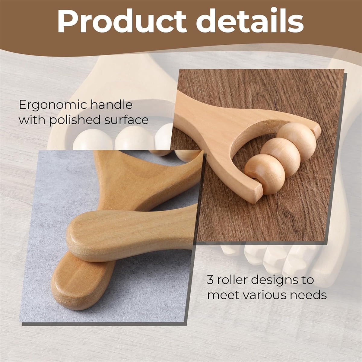 Wooden Massage Roller,Tutuviw 4 Pcs Portable Hand Roller Massagers,Wood Therapy Massages Roller Stick,Muscle Back Neck Shoulder Legs Massages Rollers for Gym Studio Office Home - Image 3