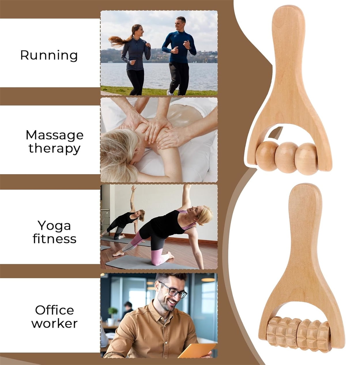 Wooden Massage Roller,Tutuviw 4 Pcs Portable Hand Roller Massagers,Wood Therapy Massages Roller Stick,Muscle Back Neck Shoulder Legs Massages Rollers for Gym Studio Office Home - Image 4