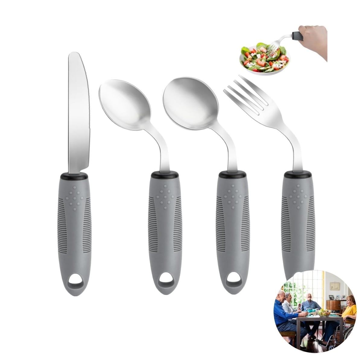 Special Supplies Adaptive Utensils,QZS Parkinsons Utensils for Tremors and Parkinsons Patients,Easy Grip Weighted Silverware for Hand Tremors - Image 1