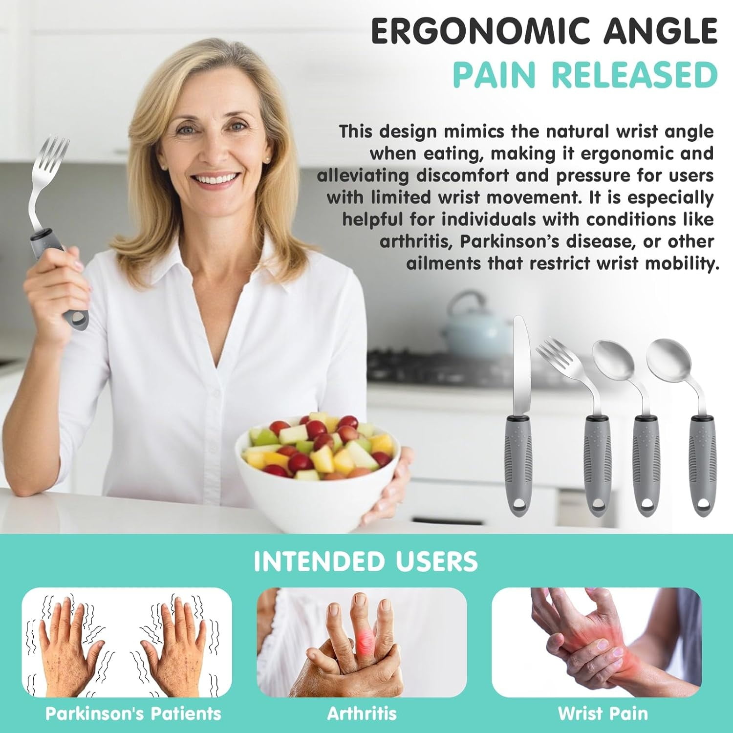 Special Supplies Adaptive Utensils,QZS Parkinsons Utensils for Tremors and Parkinsons Patients,Easy Grip Weighted Silverware for Hand Tremors - Image 4