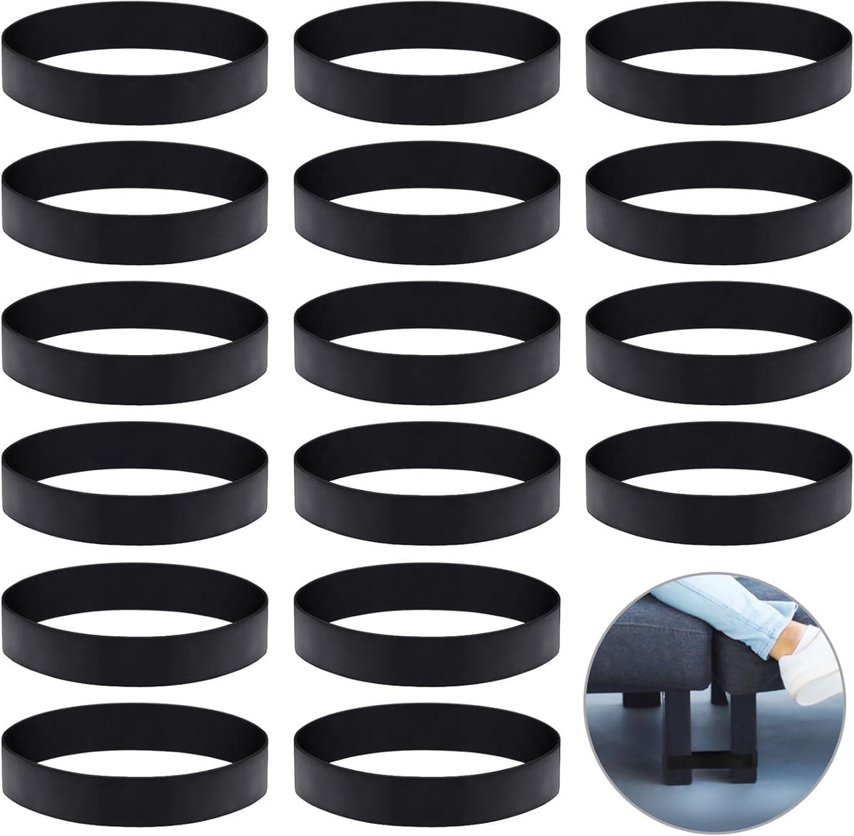 Sectional Couch Connector Tutuviw 16 Pcs Sofa Couch Leg Strap,Heavy Duty Rubber Cinch Strap Keep Prevent Sofa Sliding,Reusable Loop Cinch Quick Install Tool for Fixing Sectional Together - Image 1
