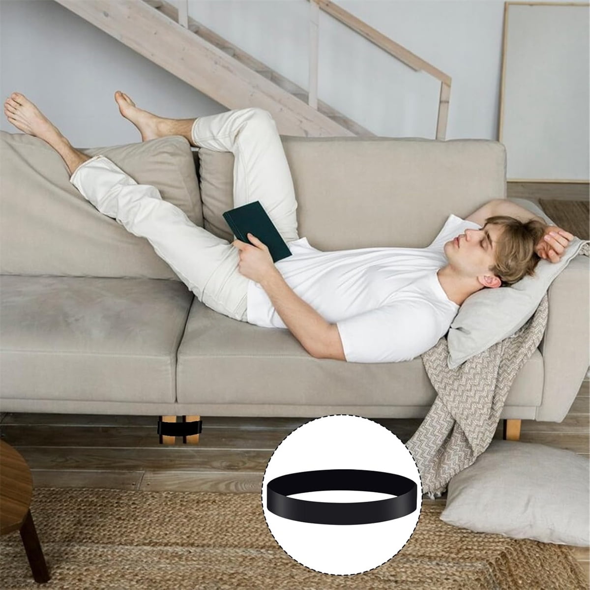 Sectional Couch Connector Tutuviw 16 Pcs Sofa Couch Leg Strap,Heavy Duty Rubber Cinch Strap Keep Prevent Sofa Sliding,Reusable Loop Cinch Quick Install Tool for Fixing Sectional Together - Image 4