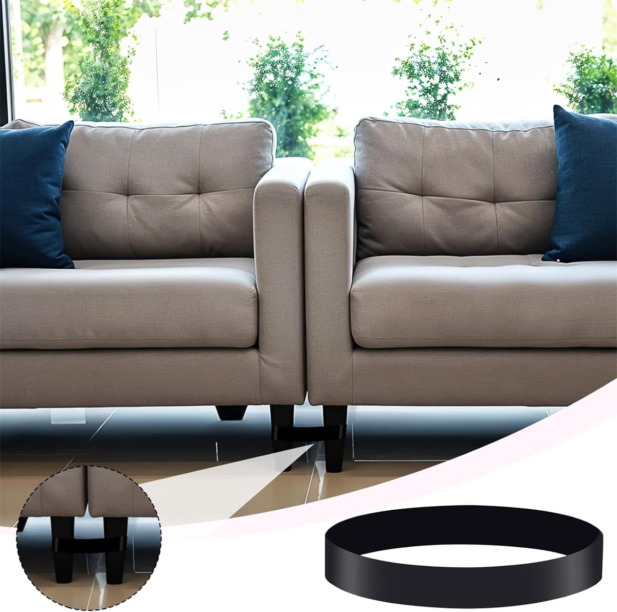 Sectional Couch Connector Tutuviw 16 Pcs Sofa Couch Leg Strap,Heavy Duty Rubber Cinch Strap Keep Prevent Sofa Sliding,Reusable Loop Cinch Quick Install Tool for Fixing Sectional Together - Image 7