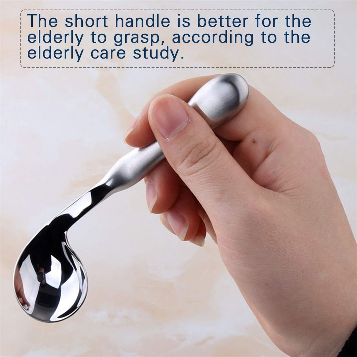 Adaptive Utensils for Elderly Tutuviw 2Pcs Curved Angled Spoon Weighted Utensils Weighted Angled Silverware Cutlery Utensil for Hand Tremors Parkinson's or Elderly Easy Grip Handles - Image 3