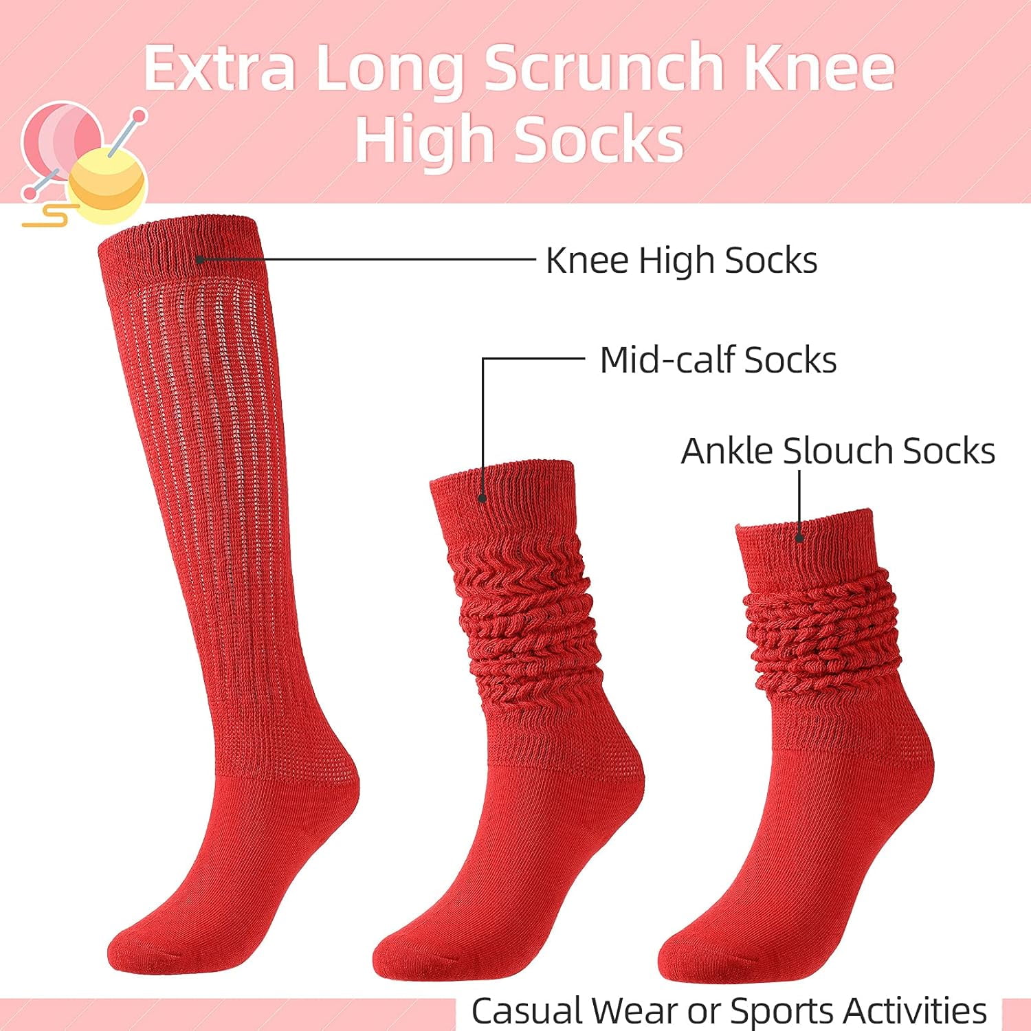 WQBLQH 10 Pairs Women's Slouch Socks Extra Long Knitted Sock Cotton Scrunchie Socks Size 9 to 11 Bright Color 1 - Image 2