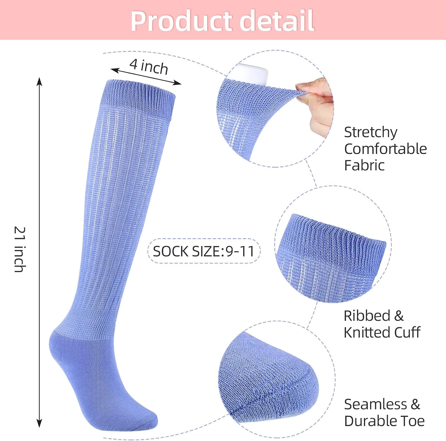 WQBLQH 10 Pairs Women's Slouch Socks Extra Long Knitted Sock Cotton Scrunchie Socks Size 9 to 11 Bright Color 1 - Image 3