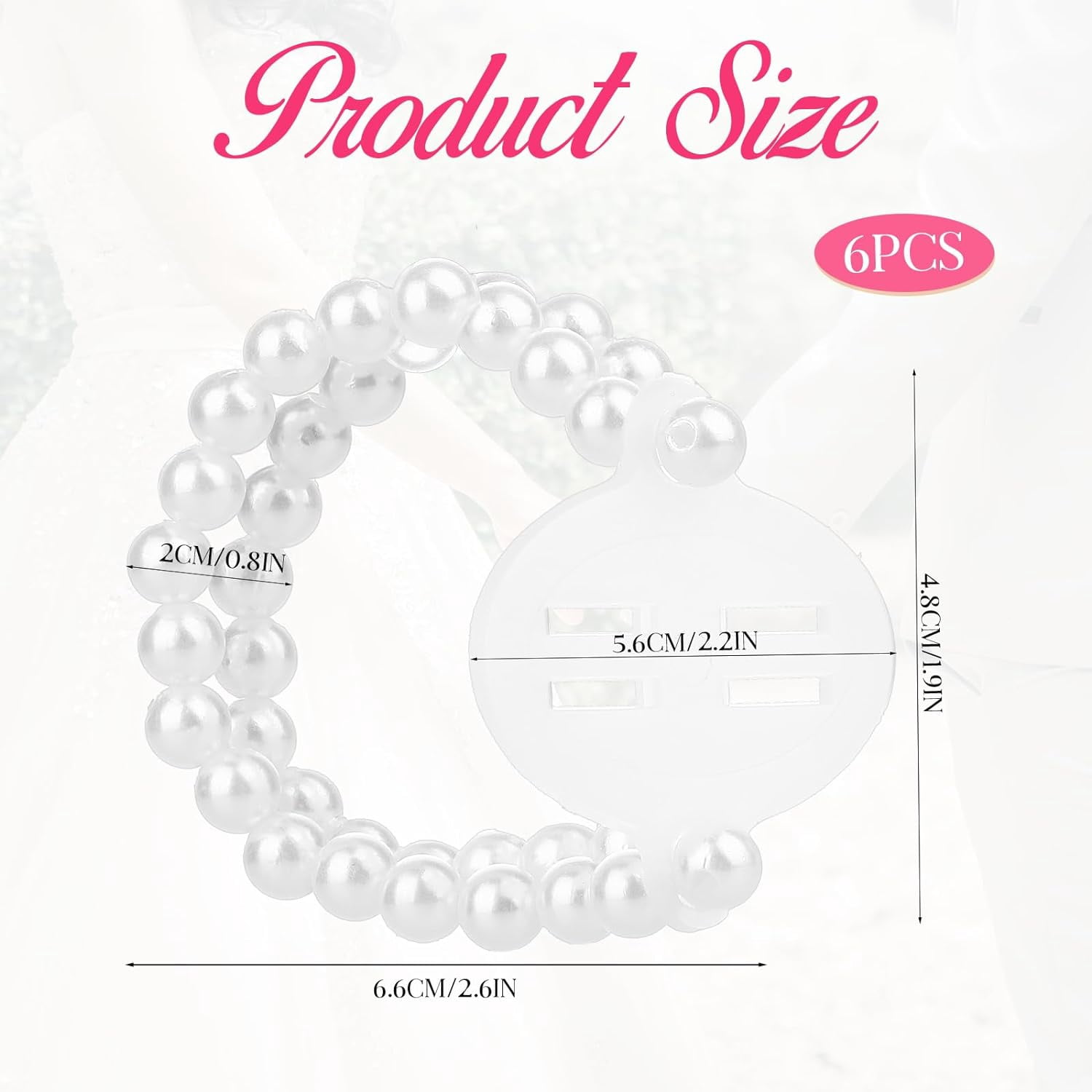 6 Pieces Corsage Wristlet Bands, Elastic Corsage Bracelet Handmade Stretch Pearl Corsage Wristband DIY Flower Bracelet for Women Girls Bridal Wedding Prom Party Accessories - Image 3