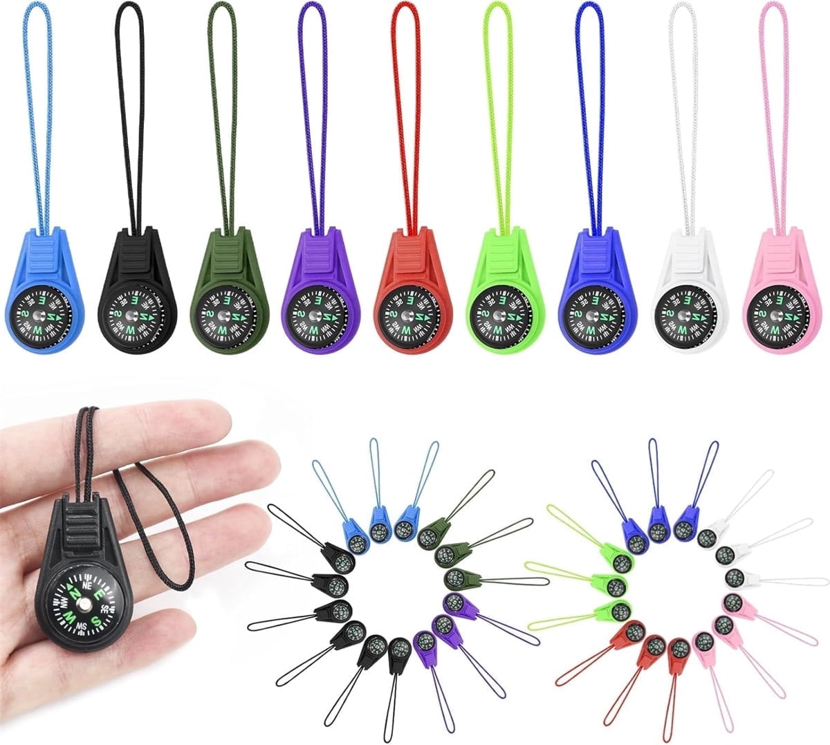 Tutuviw 25Pcs Compass for Kids Bulk,Multi-Color Mini Survival Compass,Outdoor Pocket Compass,Mini Compass Keychain Bulk for Hiking Survival Kits Watchband Bracelet Necklace Key Chain - Image 1