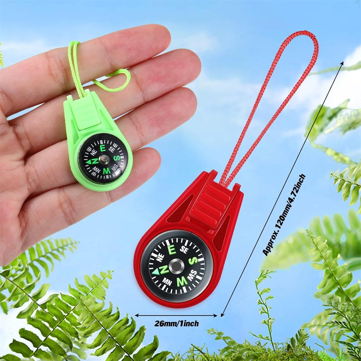Tutuviw 25Pcs Compass for Kids Bulk,Multi-Color Mini Survival Compass,Outdoor Pocket Compass,Mini Compass Keychain Bulk for Hiking Survival Kits Watchband Bracelet Necklace Key Chain - Image 2