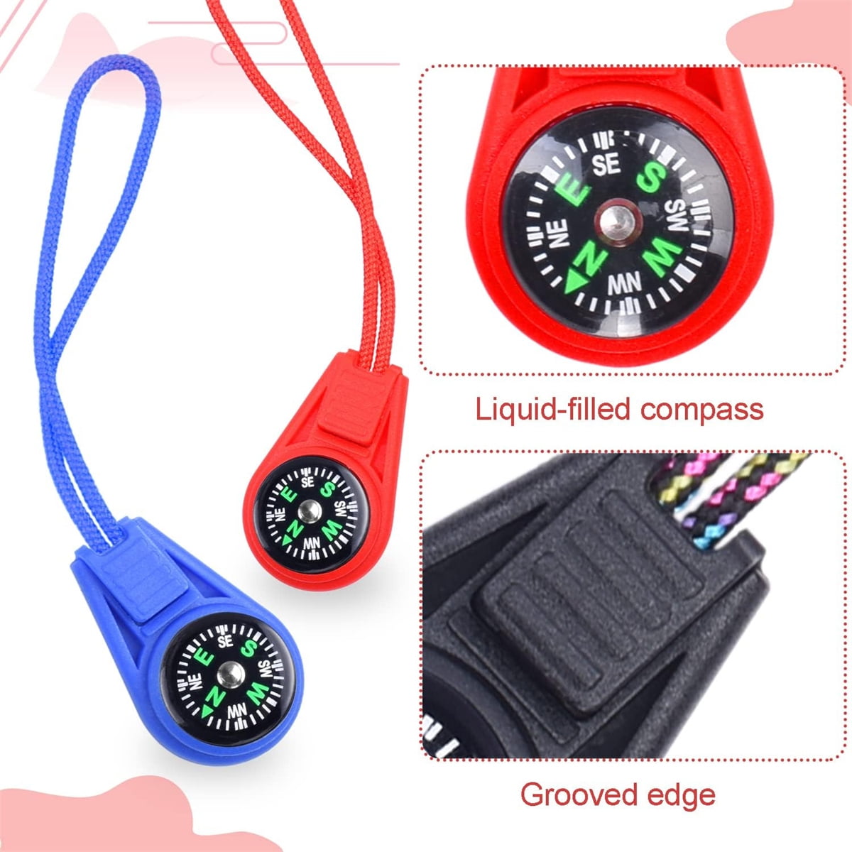 Tutuviw 25Pcs Compass for Kids Bulk,Multi-Color Mini Survival Compass,Outdoor Pocket Compass,Mini Compass Keychain Bulk for Hiking Survival Kits Watchband Bracelet Necklace Key Chain - Image 3