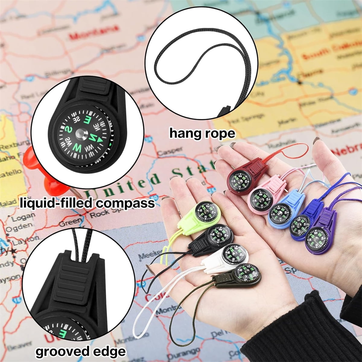 Tutuviw 25Pcs Compass for Kids Bulk,Multi-Color Mini Survival Compass,Outdoor Pocket Compass,Mini Compass Keychain Bulk for Hiking Survival Kits Watchband Bracelet Necklace Key Chain - Image 4
