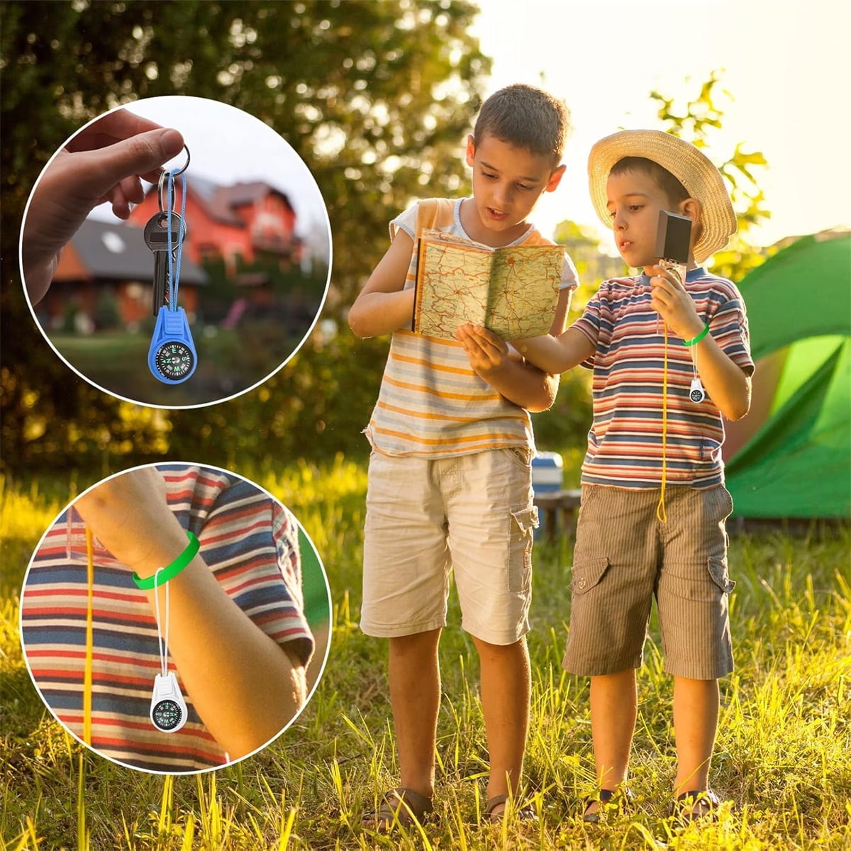 Tutuviw 25Pcs Compass for Kids Bulk,Multi-Color Mini Survival Compass,Outdoor Pocket Compass,Mini Compass Keychain Bulk for Hiking Survival Kits Watchband Bracelet Necklace Key Chain - Image 8