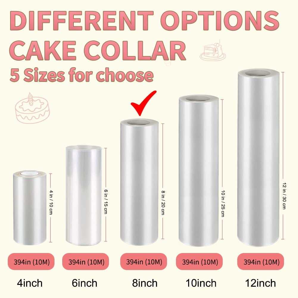 8 Inch Cake Collars, Clear Transparent Cake Acetate Sheet Roll, Cake Plastic Wrap, Cake Acetate Collar for Chocolate Mousse DIY Cake Wraping Decorating Shaker Cards(Length 394inch) - Image 2