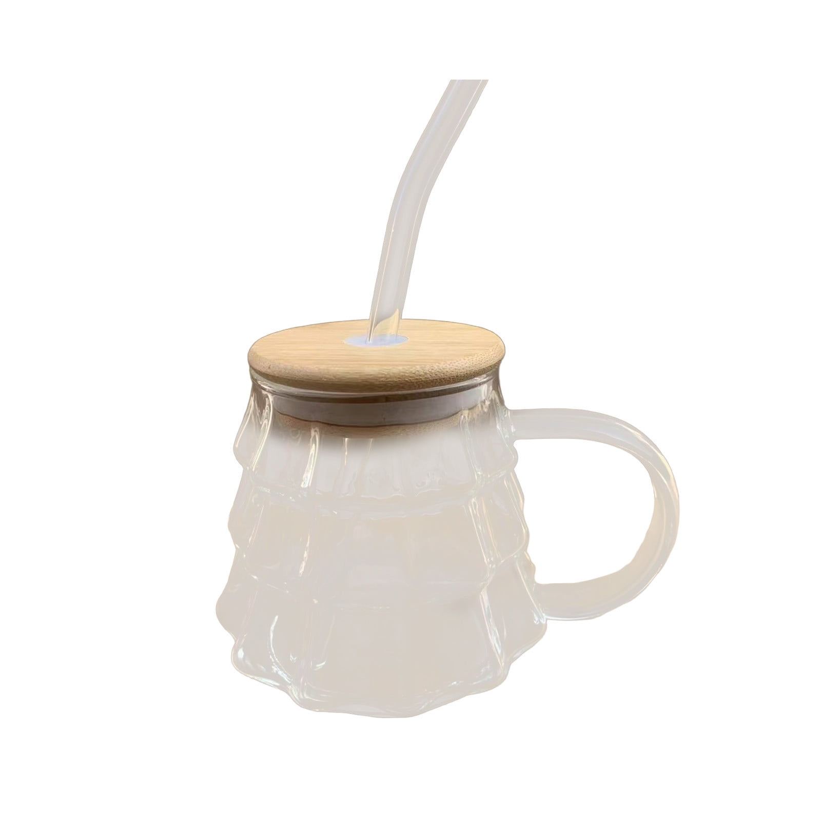Christmas Tree Coffee Mug, 350ml Tree-shaped Clear Glass Coffee Mug with Handle for Ice Americano, Tea, Milk, Creative Christmas Gift for Colleagues, Friends(1*Cup, with Lid & Straw) Clear - Image 2