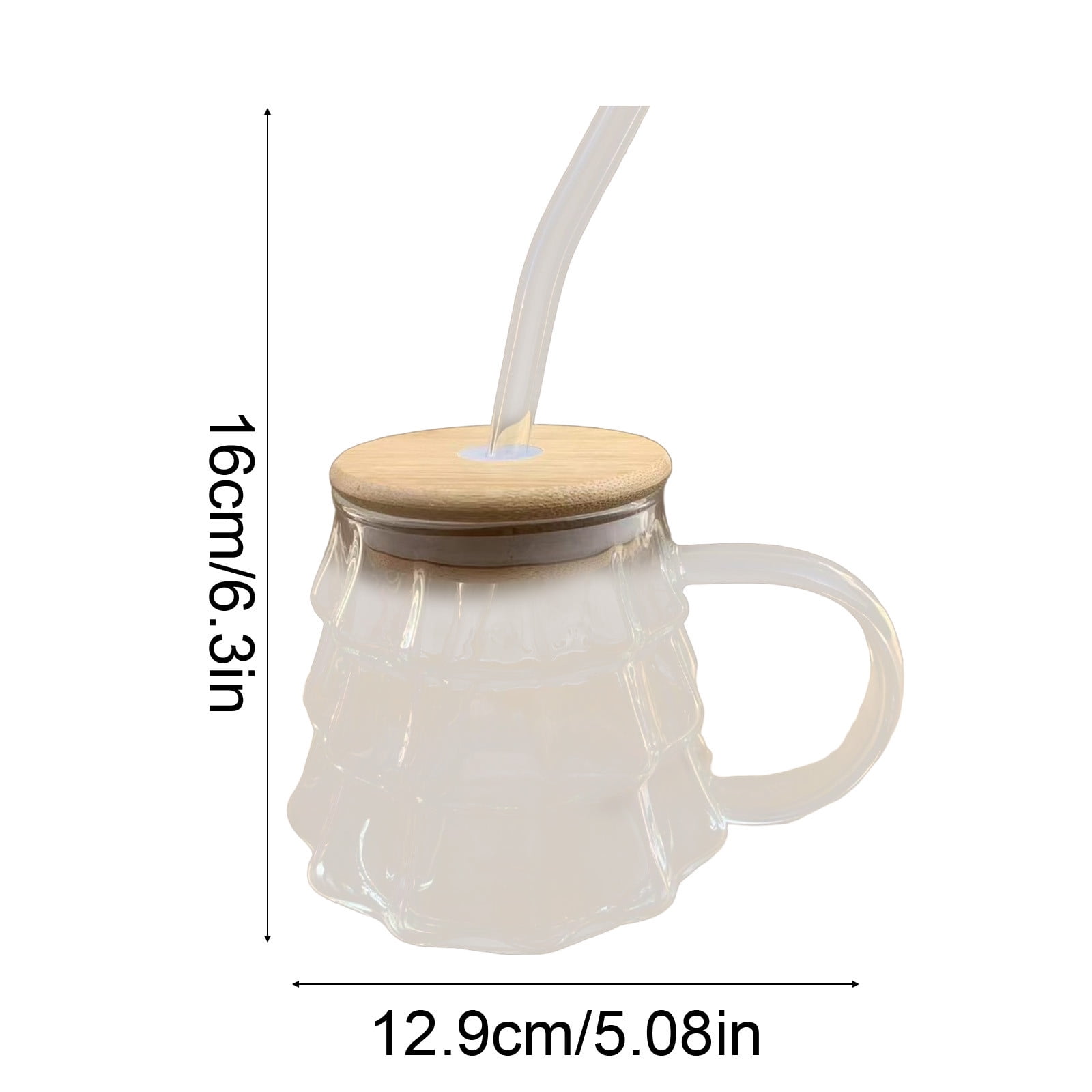 Christmas Tree Coffee Mug, 350ml Tree-shaped Clear Glass Coffee Mug with Handle for Ice Americano, Tea, Milk, Creative Christmas Gift for Colleagues, Friends(1*Cup, with Lid & Straw) Clear - Image 3