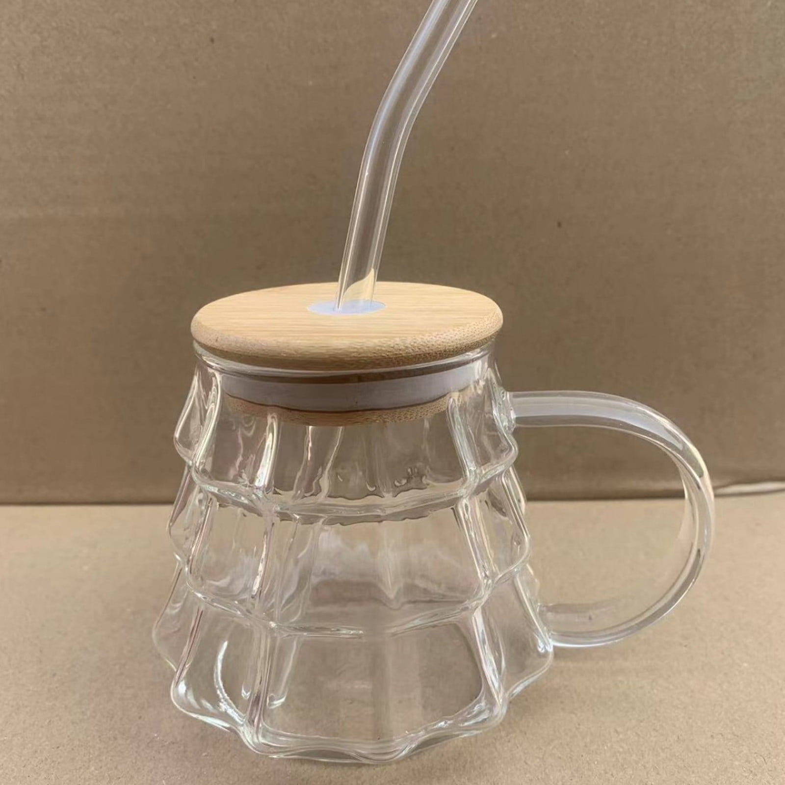 Christmas Tree Coffee Mug, 350ml Tree-shaped Clear Glass Coffee Mug with Handle for Ice Americano, Tea, Milk, Creative Christmas Gift for Colleagues, Friends(1*Cup, with Lid & Straw) Clear - Image 6