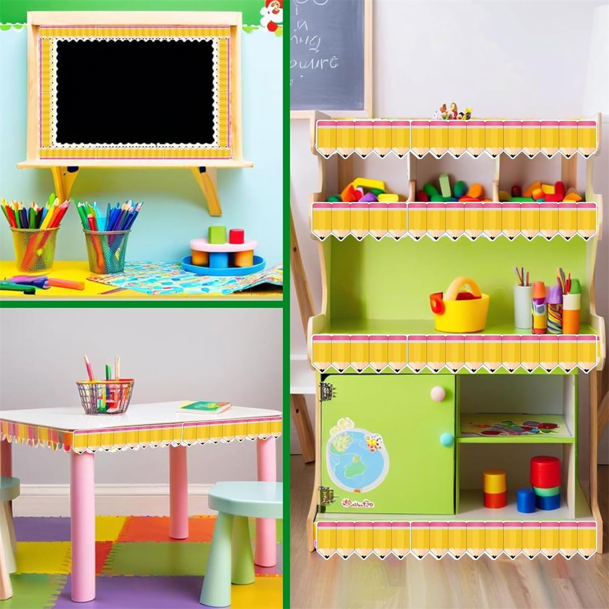 Tutuviw 1 Roll Bulletin Board Borders,59 ft Pencil Paper Die Cut Cutouts Borders Trims,Bulletin Board Decor with Pencil Patterns,Pencil Classroom Bulletin Border Roll for Display Wall Blackboard Decor - Image 4