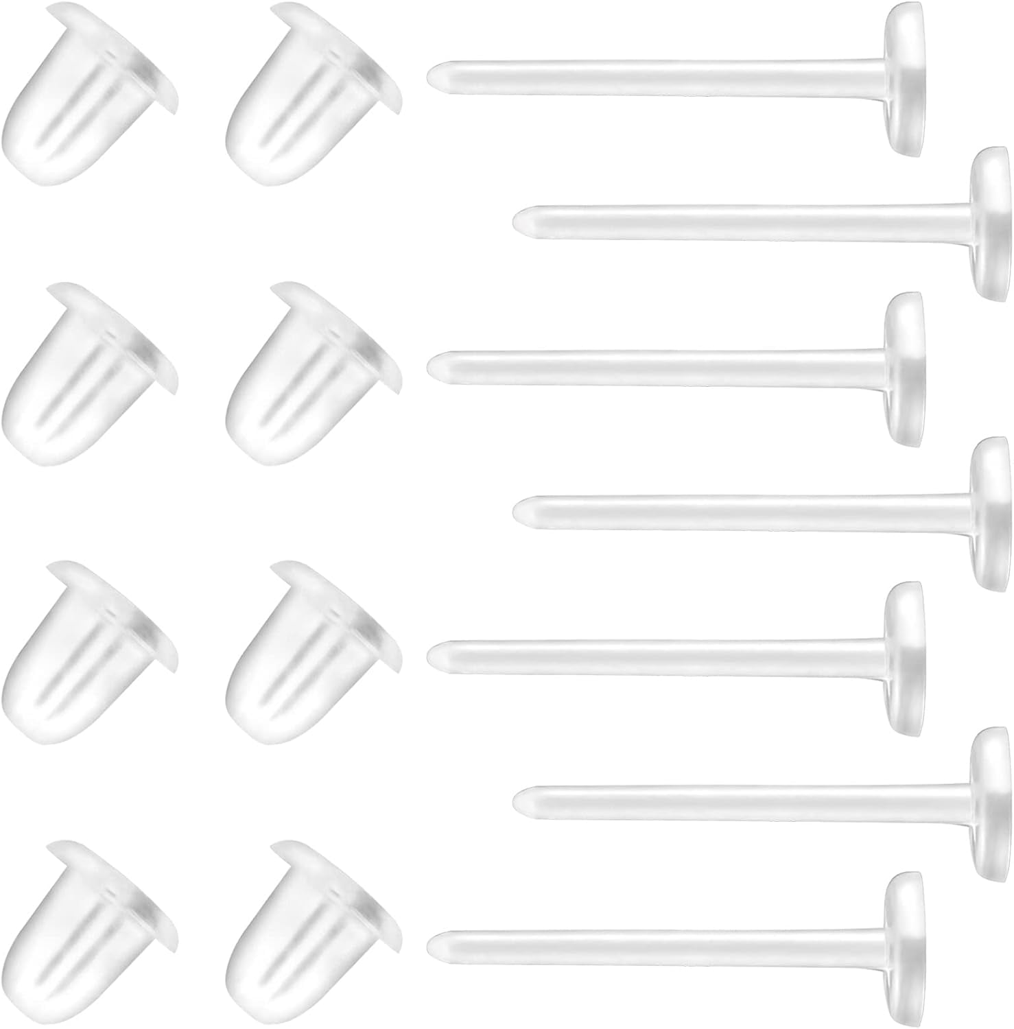 Clear Earrings For Sports, 400Pcs 18g Plastic Earrings For Sensitive Ears, Clear Stud Earrings for Work with Solid Plastic Posts and Soft Rubber Earring Backs in 2 Organizer Box - Image 1