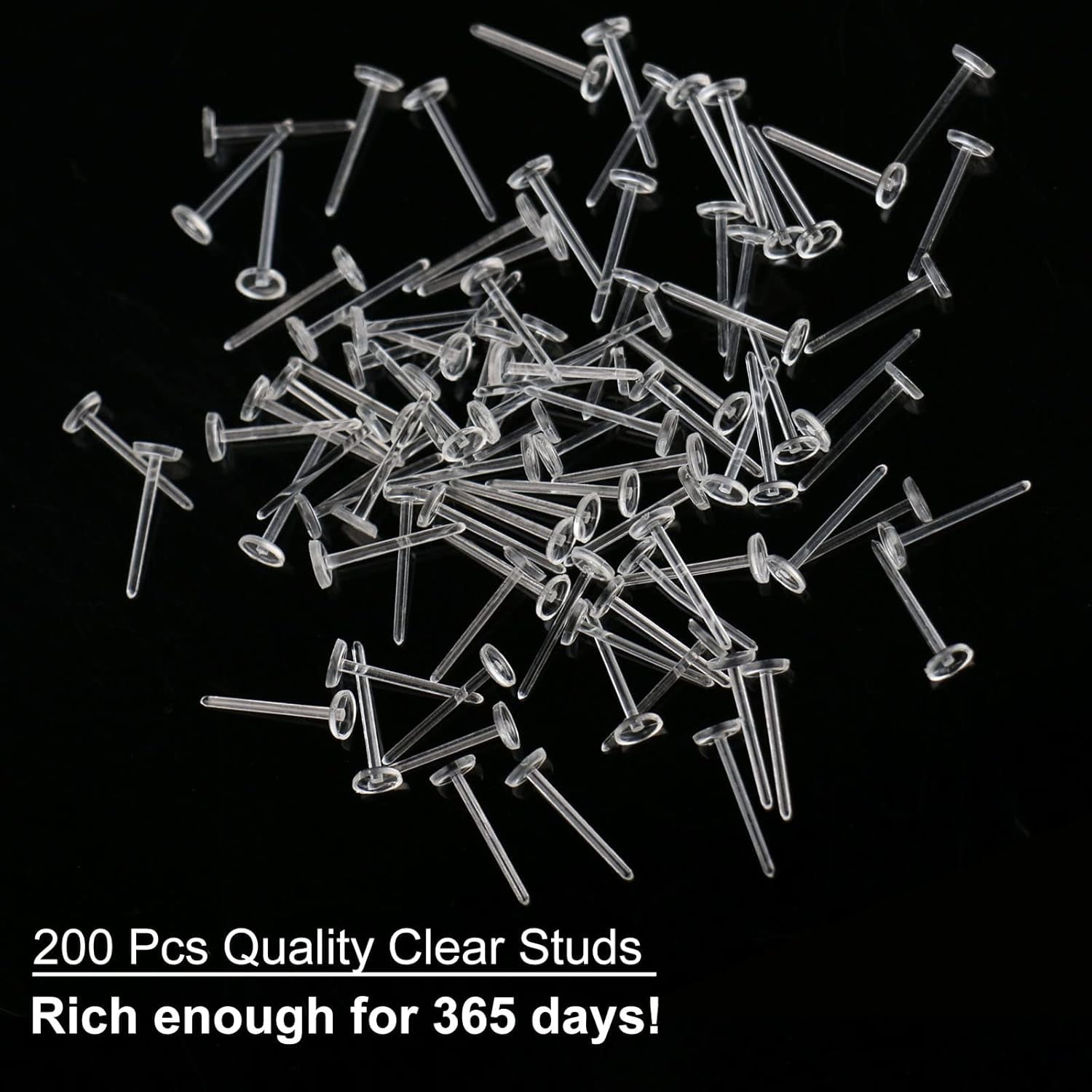 Clear Earrings For Sports, 400Pcs 18g Plastic Earrings For Sensitive Ears, Clear Stud Earrings for Work with Solid Plastic Posts and Soft Rubber Earring Backs in 2 Organizer Box - Image 3
