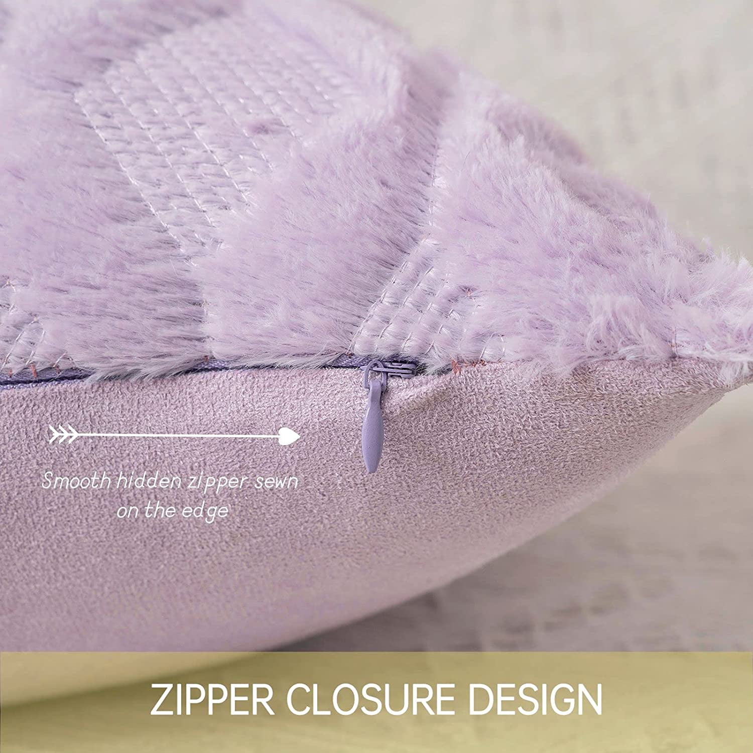 Light Purple Throw Pillow Covers 18x18 Set of 2 Spring Decorative Farmhouse Couch Throw Pillows Boho Shells Soft Winter Plush Wool Winter Pillowcases for Bedroom Living Room Sofa Light Purple 18