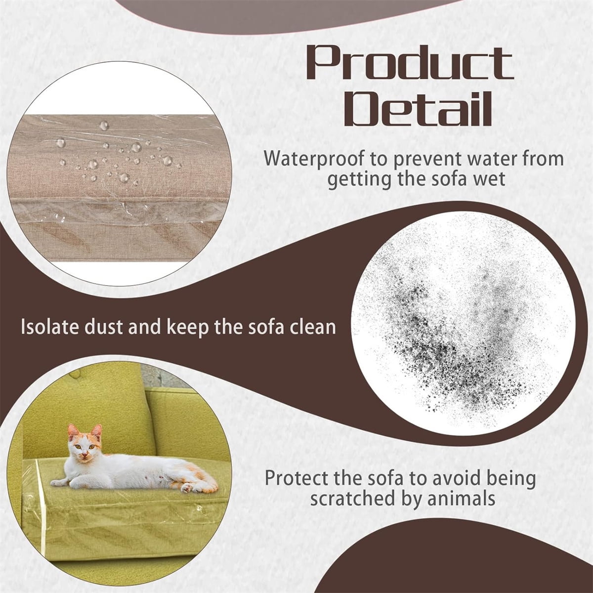 Tutuviw Plastic Sofa Seat Cushion Covers,1Pc 28x28x9in Waterproof Couch Covers,Furniture Sofa Seat Slipcover,Wear Resistant Couch Furniture Seat Couch Cover for Anti Cat Dog Clawing Scratching(Clear) - Image 3