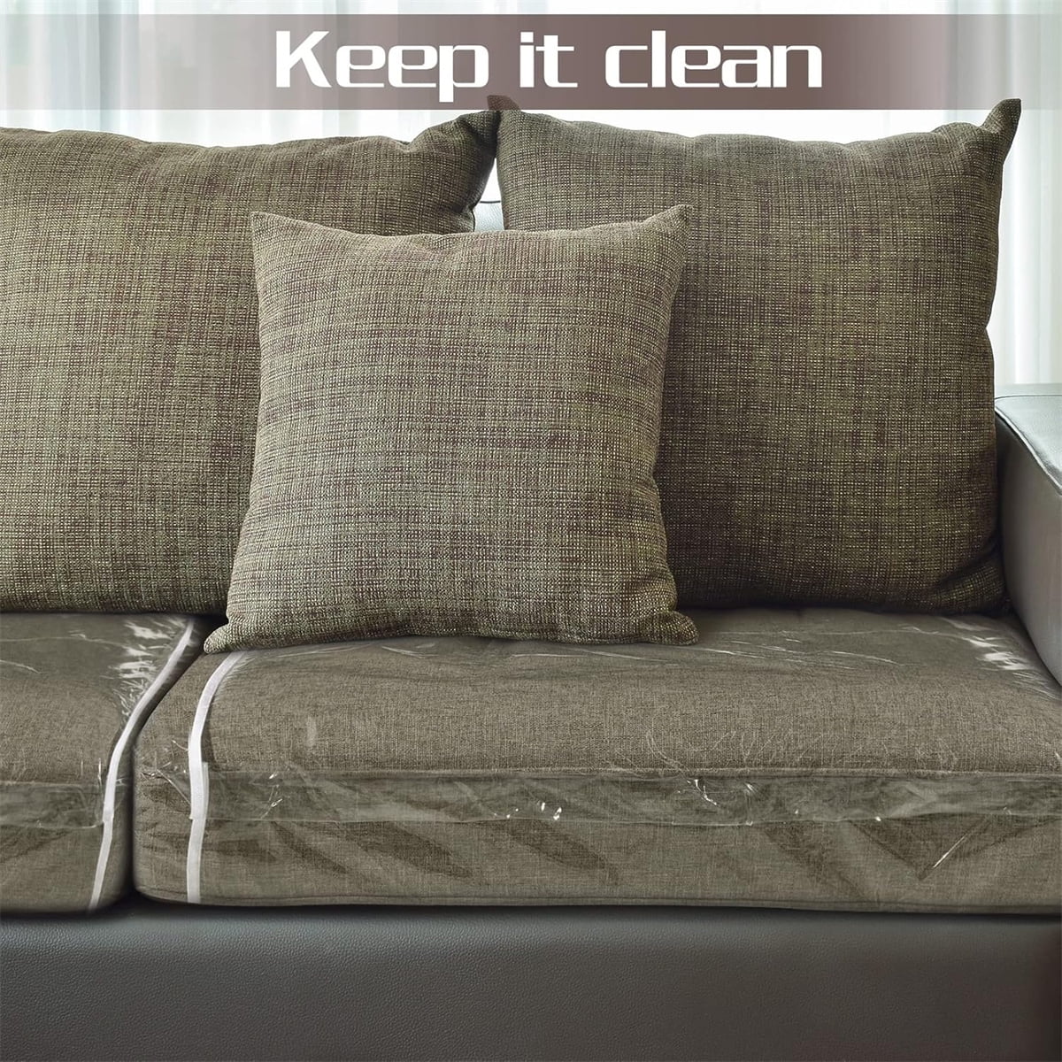 Tutuviw Plastic Sofa Seat Cushion Covers,1Pc 28x28x9in Waterproof Couch Covers,Furniture Sofa Seat Slipcover,Wear Resistant Couch Furniture Seat Couch Cover for Anti Cat Dog Clawing Scratching(Clear) - Image 5
